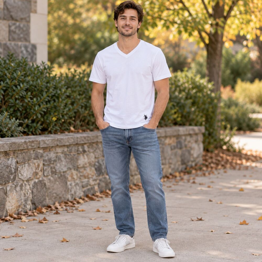 U.S. Polo Assn Men’s White V-Neck T-Shirt Medium Embroidered Pony Classic Fit